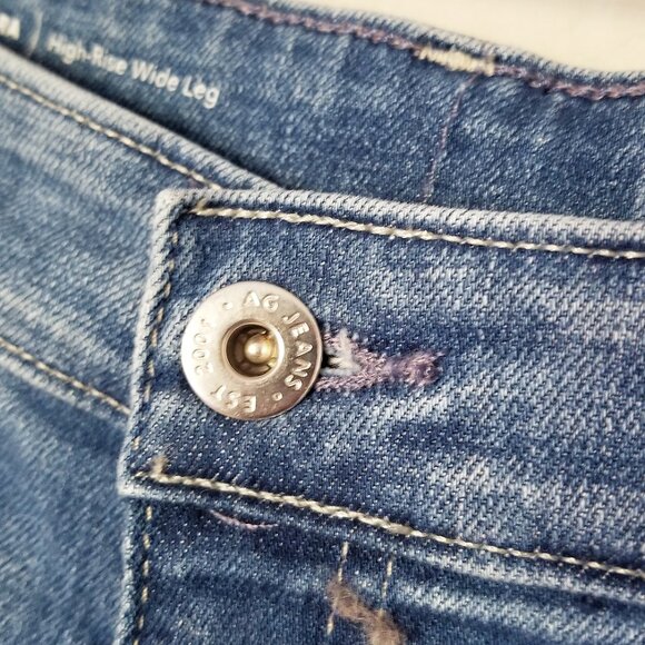 AG Kora High Waist Wide Leg Jeans In Fortunate Blue Women's 31 Designer $235 - Picture 14 of 16